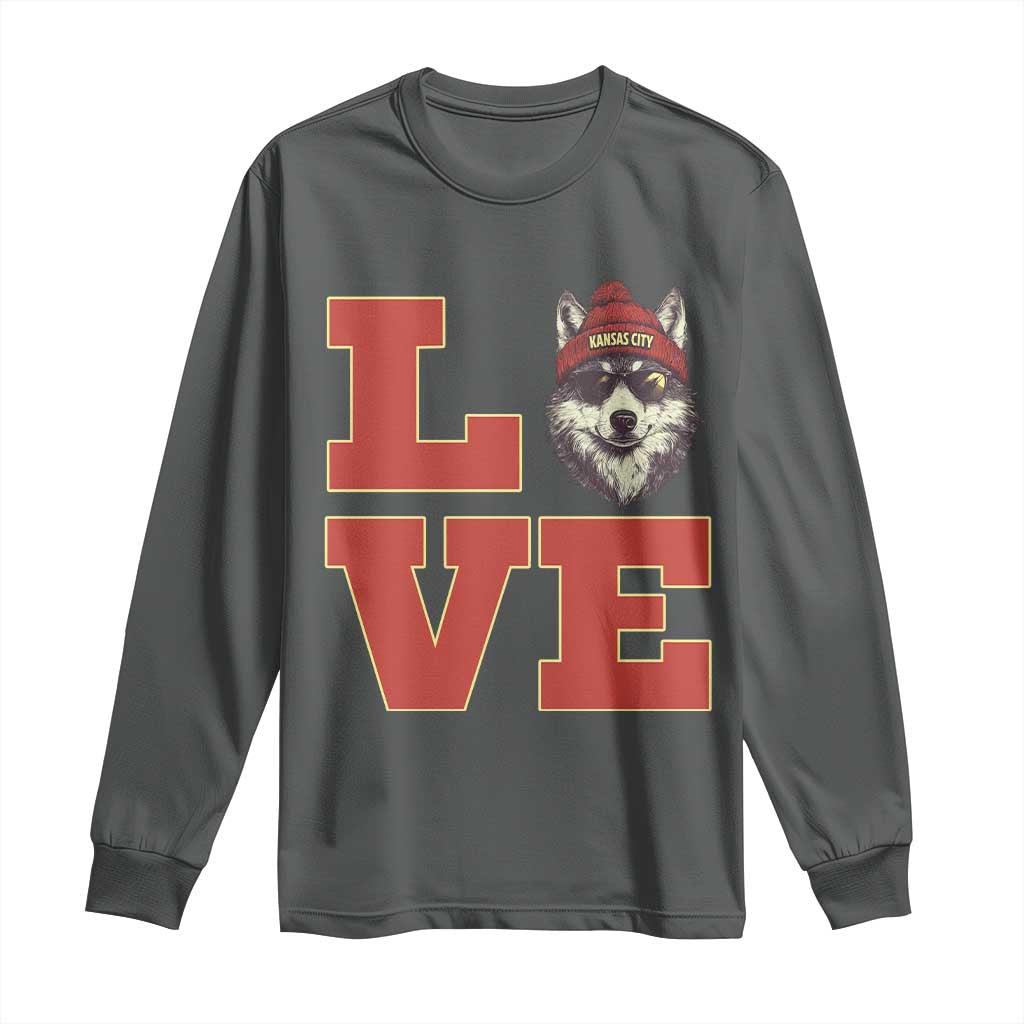 Midwest Wolf Football Pride Long Sleeve Shirt Game Day Gift TS12 Dark Heather Print Your Wear