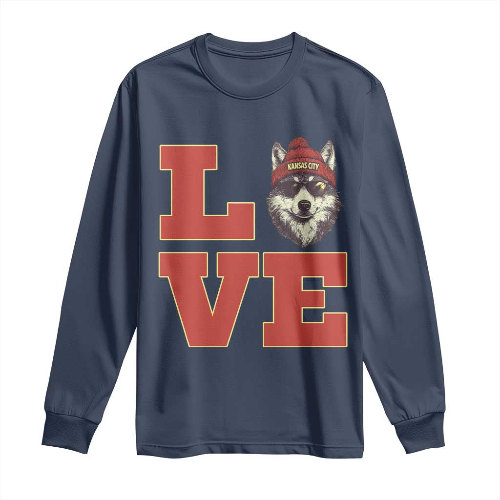 Midwest Wolf Football Pride Long Sleeve Shirt Game Day Gift TS12 Navy Print Your Wear