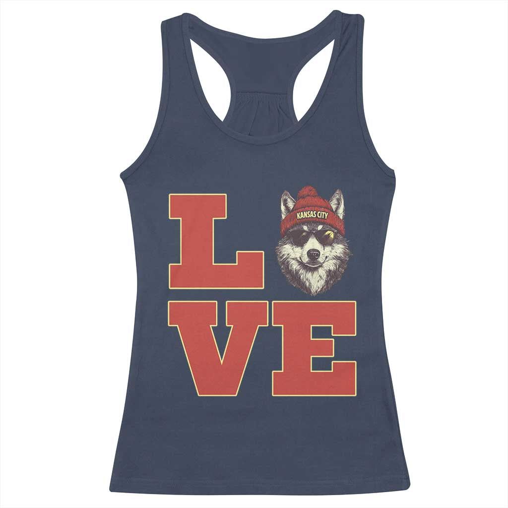 Midwest Wolf Football Pride Racerback Tank Top Game Day Gift TS12 Navy Print Your Wear
