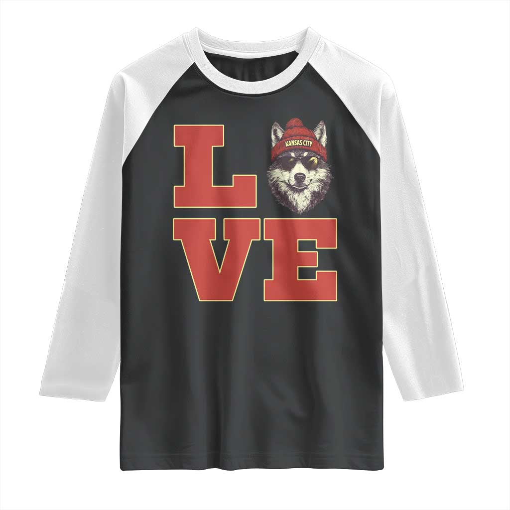Midwest Wolf Football Pride Raglan Shirt Game Day Gift TS12 Black White Print Your Wear