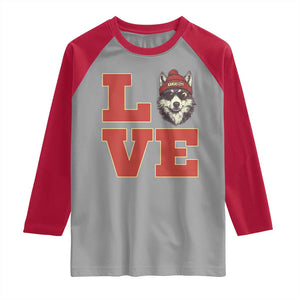 Midwest Wolf Football Pride Raglan Shirt Game Day Gift TS12 Sport Gray Red Print Your Wear
