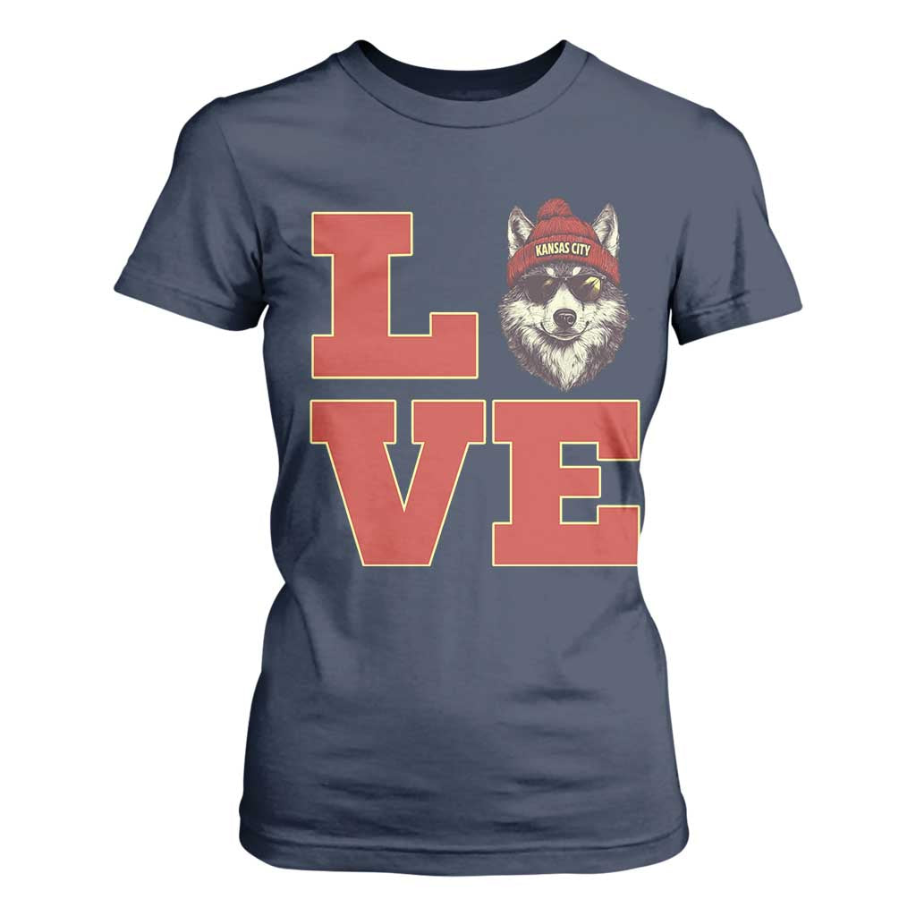 Midwest Wolf Football Pride T Shirt For Women Game Day Gift TS12 Navy Print Your Wear