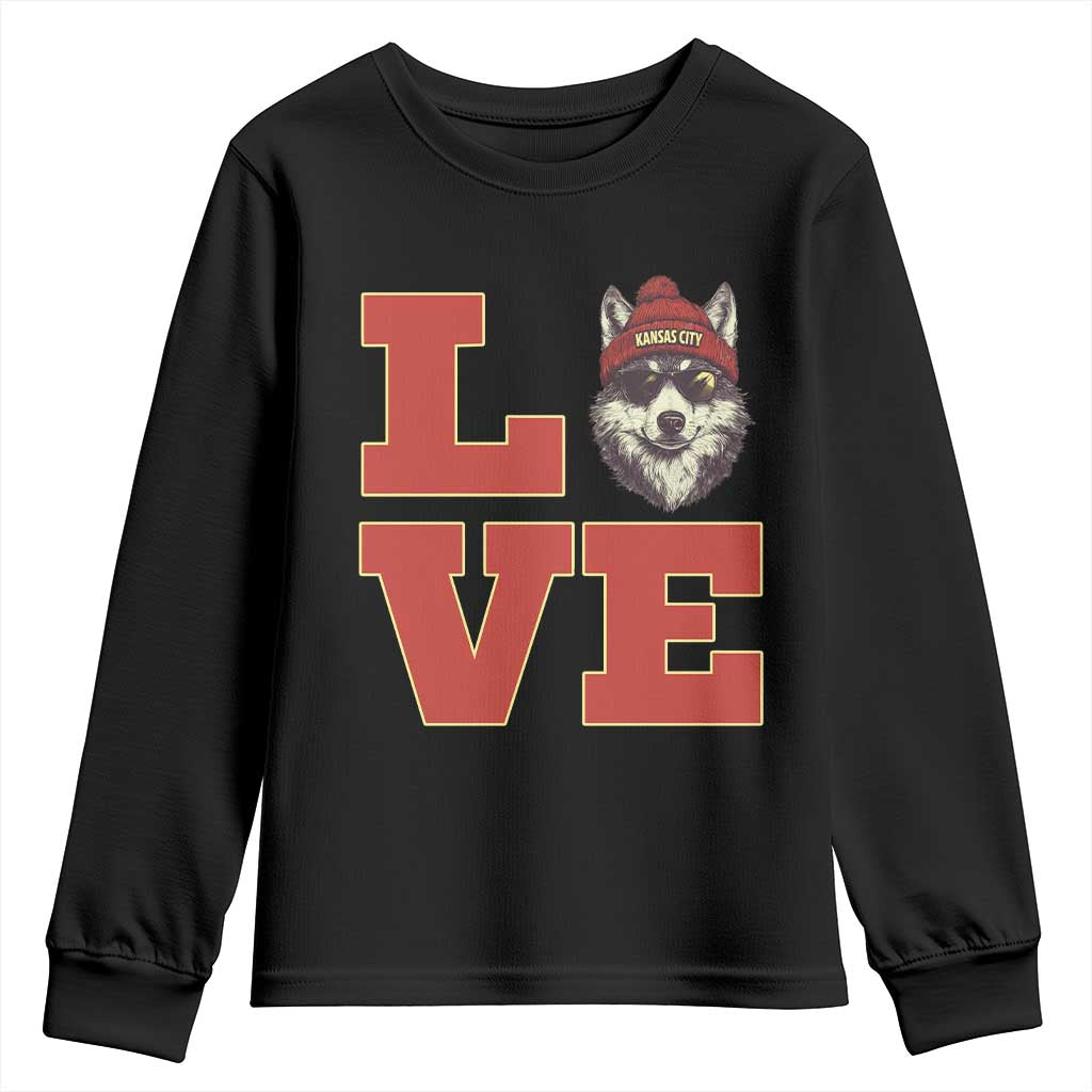 Midwest Wolf Football Pride Youth Sweatshirt Game Day Gift TS12 Black Print Your Wear