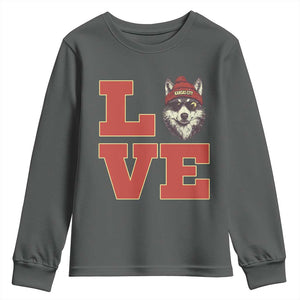 Midwest Wolf Football Pride Youth Sweatshirt Game Day Gift TS12 Dark Heather Print Your Wear