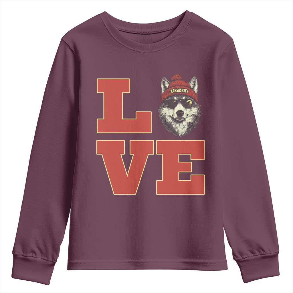 Midwest Wolf Football Pride Youth Sweatshirt Game Day Gift TS12 Maroon Print Your Wear