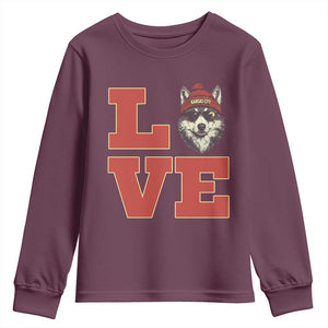 Midwest Wolf Football Pride Youth Sweatshirt Game Day Gift TS12 Maroon Print Your Wear