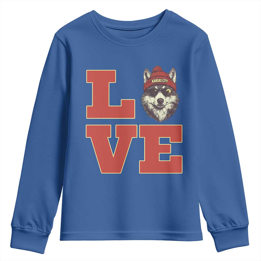 Midwest Wolf Football Pride Youth Sweatshirt Game Day Gift TS12 Royal Blue Print Your Wear
