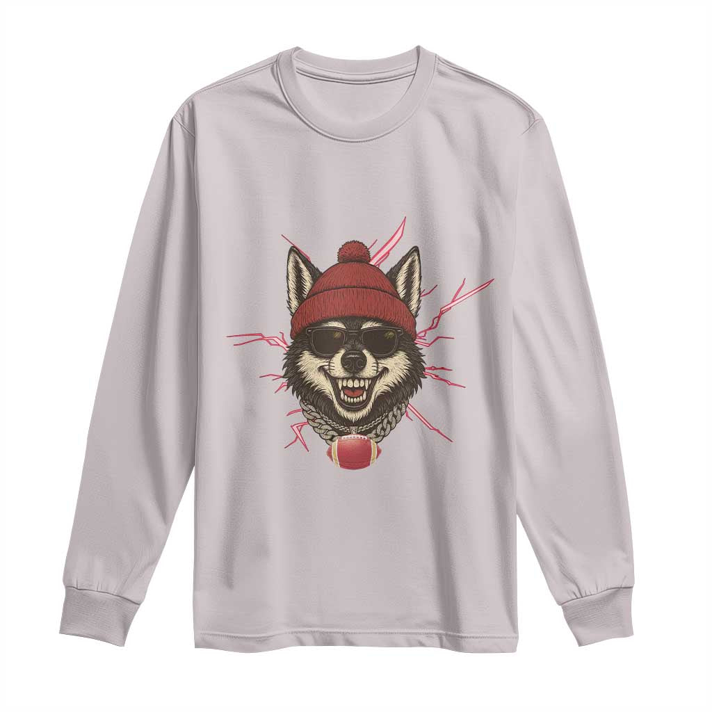 Howling Wolf Spirit For The Midwest Football Fan Long Sleeve Shirt TS12 Ice Gray Print Your Wear