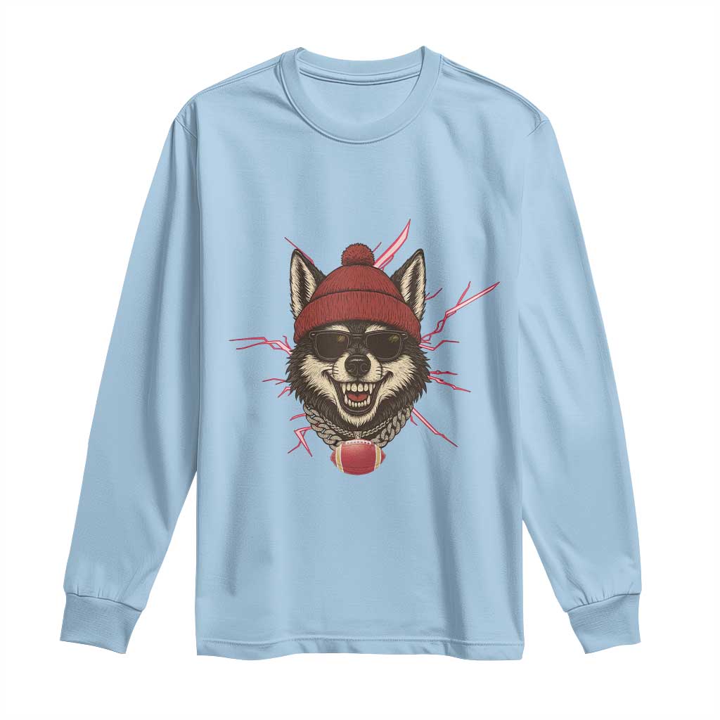 Howling Wolf Spirit For The Midwest Football Fan Long Sleeve Shirt TS12 Light Blue Print Your Wear