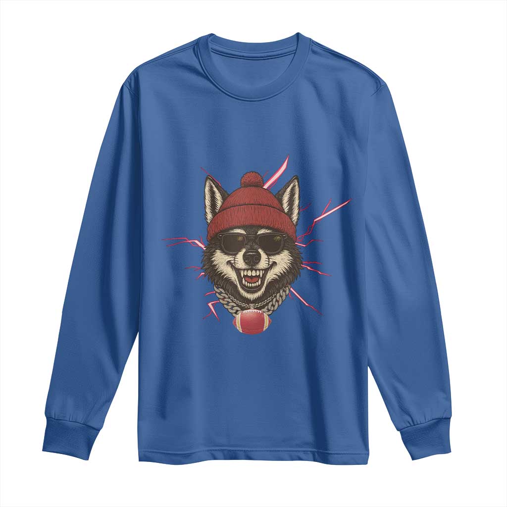 Howling Wolf Spirit For The Midwest Football Fan Long Sleeve Shirt TS12 Royal Blue Print Your Wear