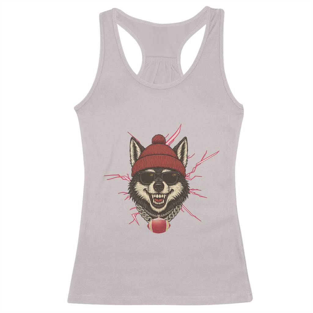 Howling Wolf Spirit For The Midwest Football Fan Racerback Tank Top TS12 Ice Gray Print Your Wear