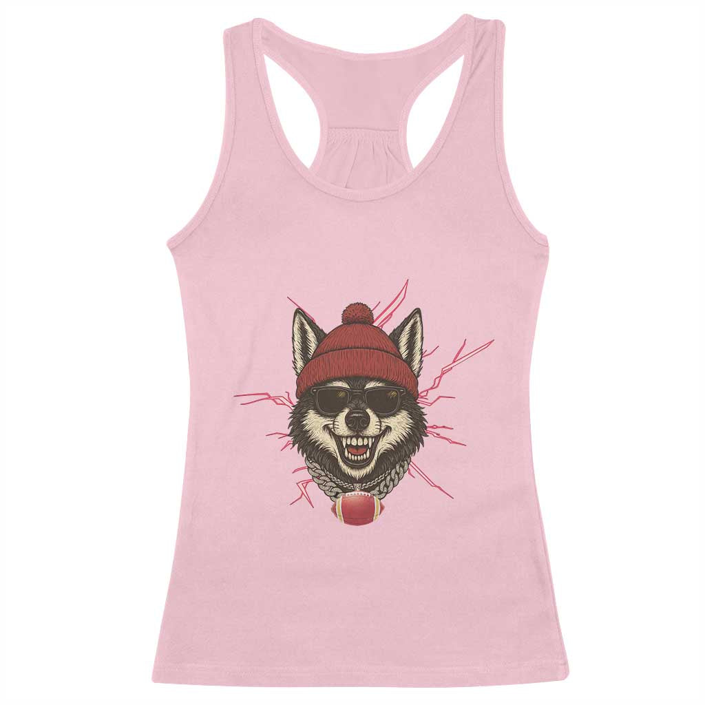 Howling Wolf Spirit For The Midwest Football Fan Racerback Tank Top TS12 Light Pink Print Your Wear