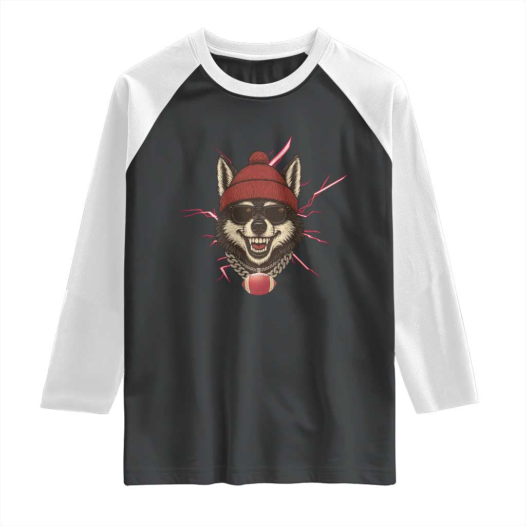 Howling Wolf Spirit For The Midwest Football Fan Raglan Shirt TS12 Black White Print Your Wear
