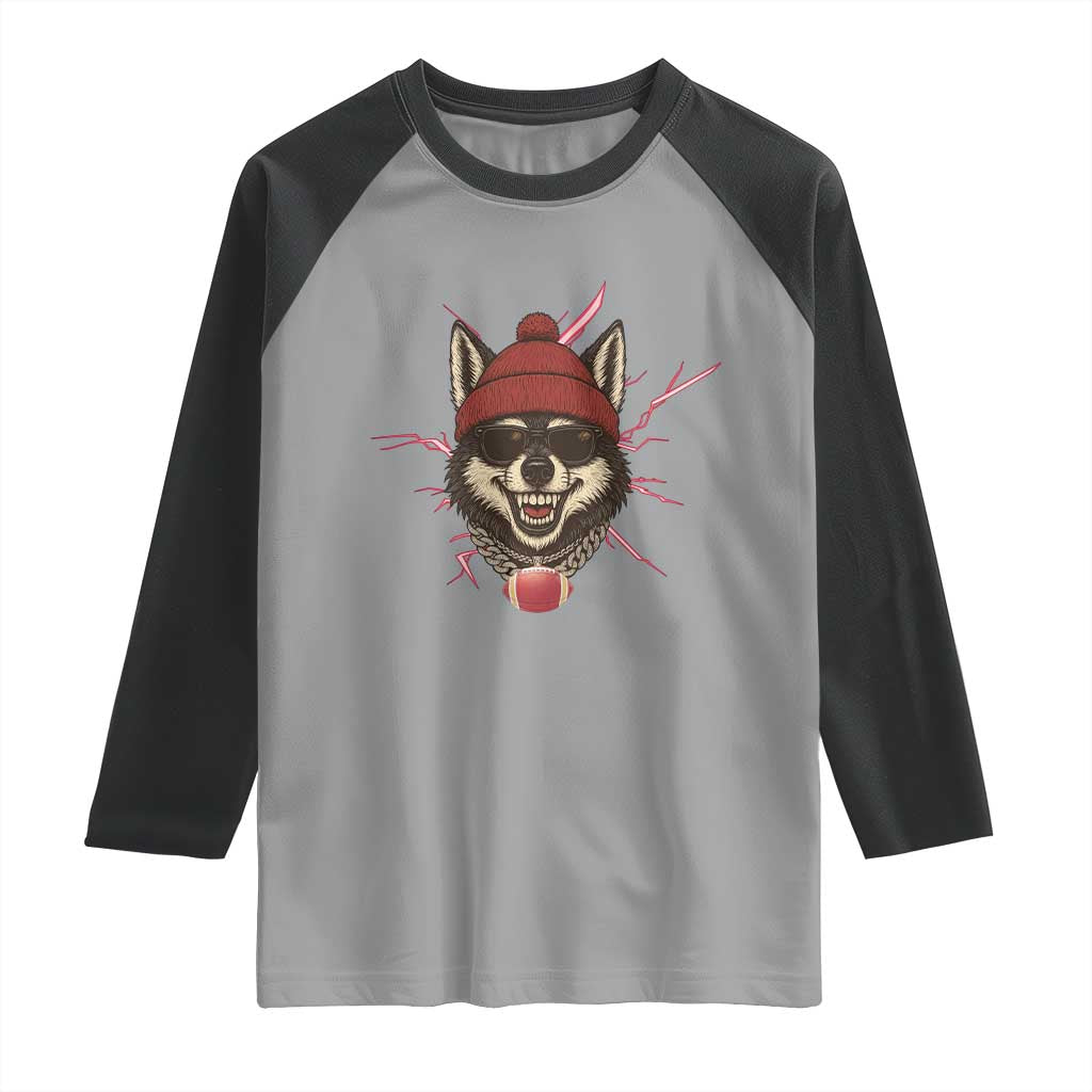 Howling Wolf Spirit For The Midwest Football Fan Raglan Shirt TS12 Sport Gray Black Print Your Wear