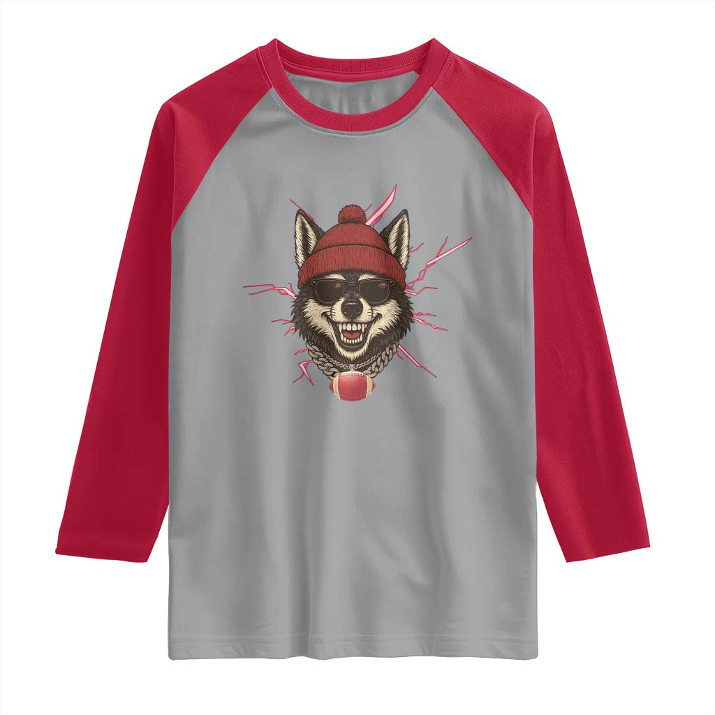 Howling Wolf Spirit For The Midwest Football Fan Raglan Shirt TS12 Sport Gray Red Print Your Wear