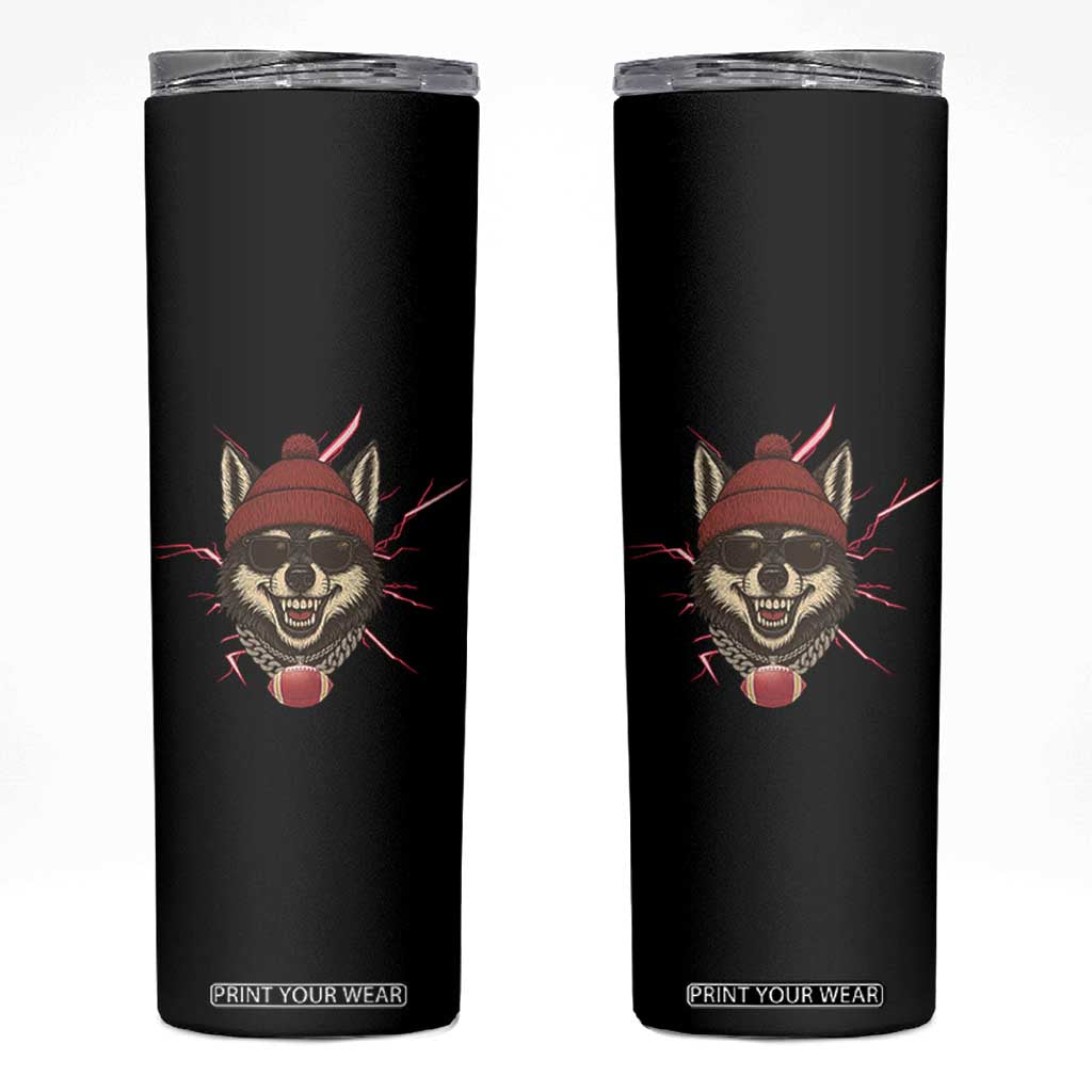 Howling Wolf Spirit For The Midwest Football Fan Skinny Tumbler TS12 Black Print Your Wear