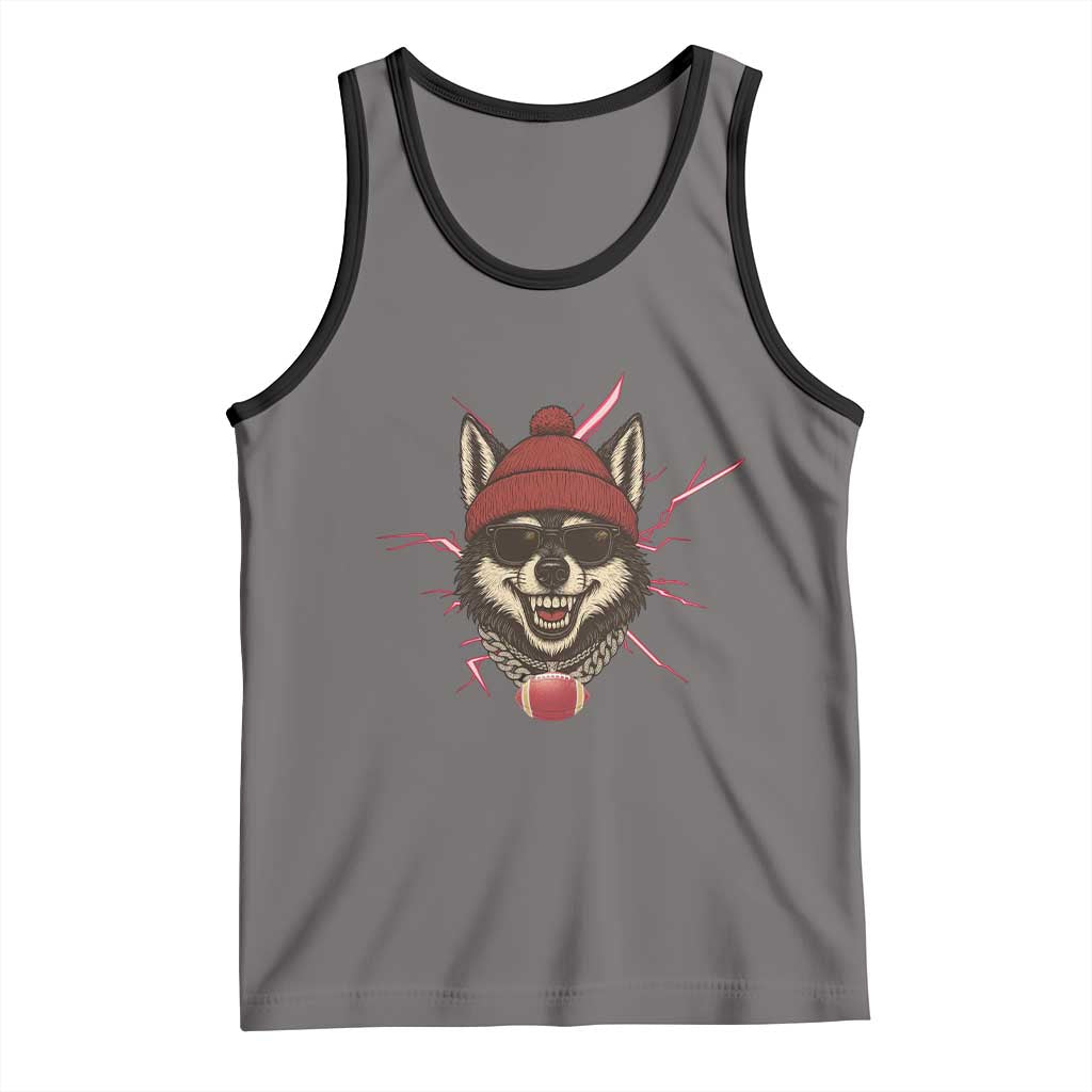 Howling Wolf Spirit For The Midwest Football Fan Tank Top TS12 Deep Heather Black Print Your Wear