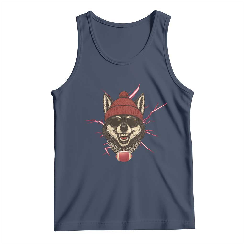 Howling Wolf Spirit For The Midwest Football Fan Tank Top TS12 Navy Print Your Wear
