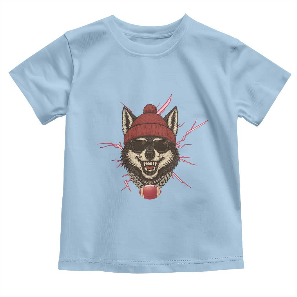 Howling Wolf Spirit For The Midwest Football Fan Toddler T Shirt TS12 Light Blue Print Your Wear