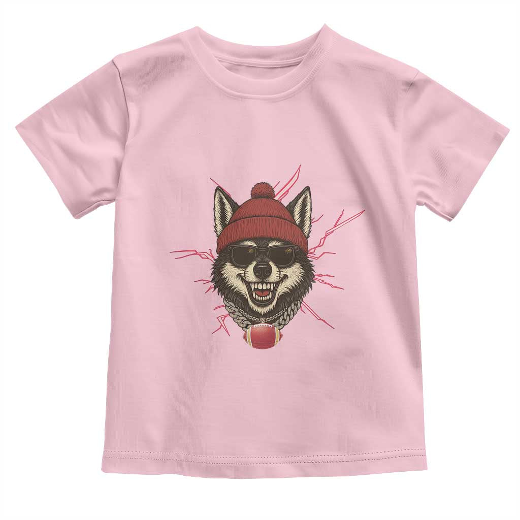 Howling Wolf Spirit For The Midwest Football Fan Toddler T Shirt TS12 Light Pink Print Your Wear