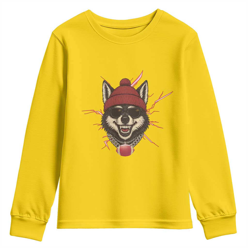 Howling Wolf Spirit For The Midwest Football Fan Youth Sweatshirt TS12 Daisy Print Your Wear