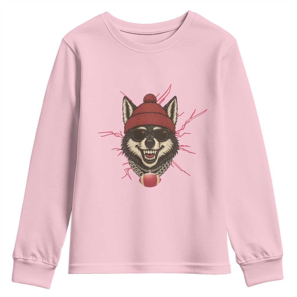 Howling Wolf Spirit For The Midwest Football Fan Youth Sweatshirt TS12 Light Pink Print Your Wear