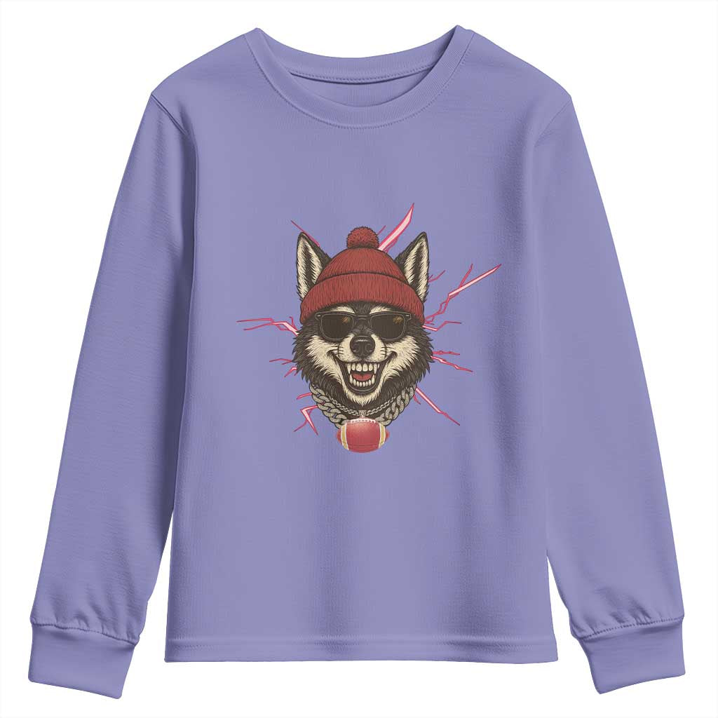 Howling Wolf Spirit For The Midwest Football Fan Youth Sweatshirt TS12 Violet Print Your Wear