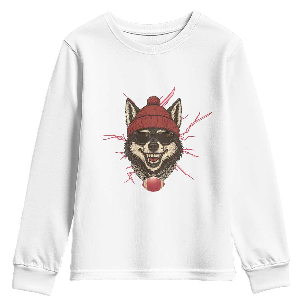 Howling Wolf Spirit For The Midwest Football Fan Youth Sweatshirt TS12 White Print Your Wear