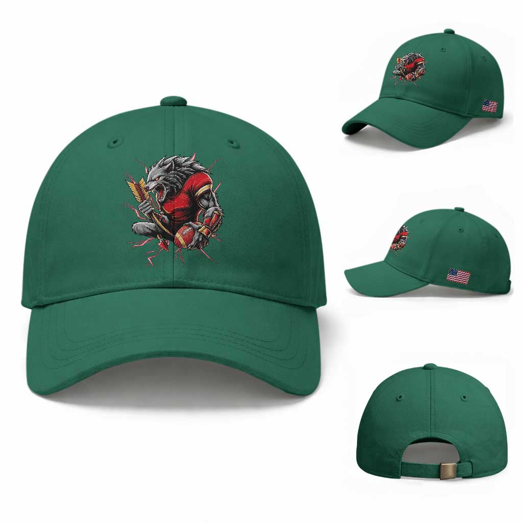 Midwest Wolf Spirit Baseball Cap American Football Fan Lifestyle TS12 Baseball Cap Universal Fit Irish Green Print Your Wear