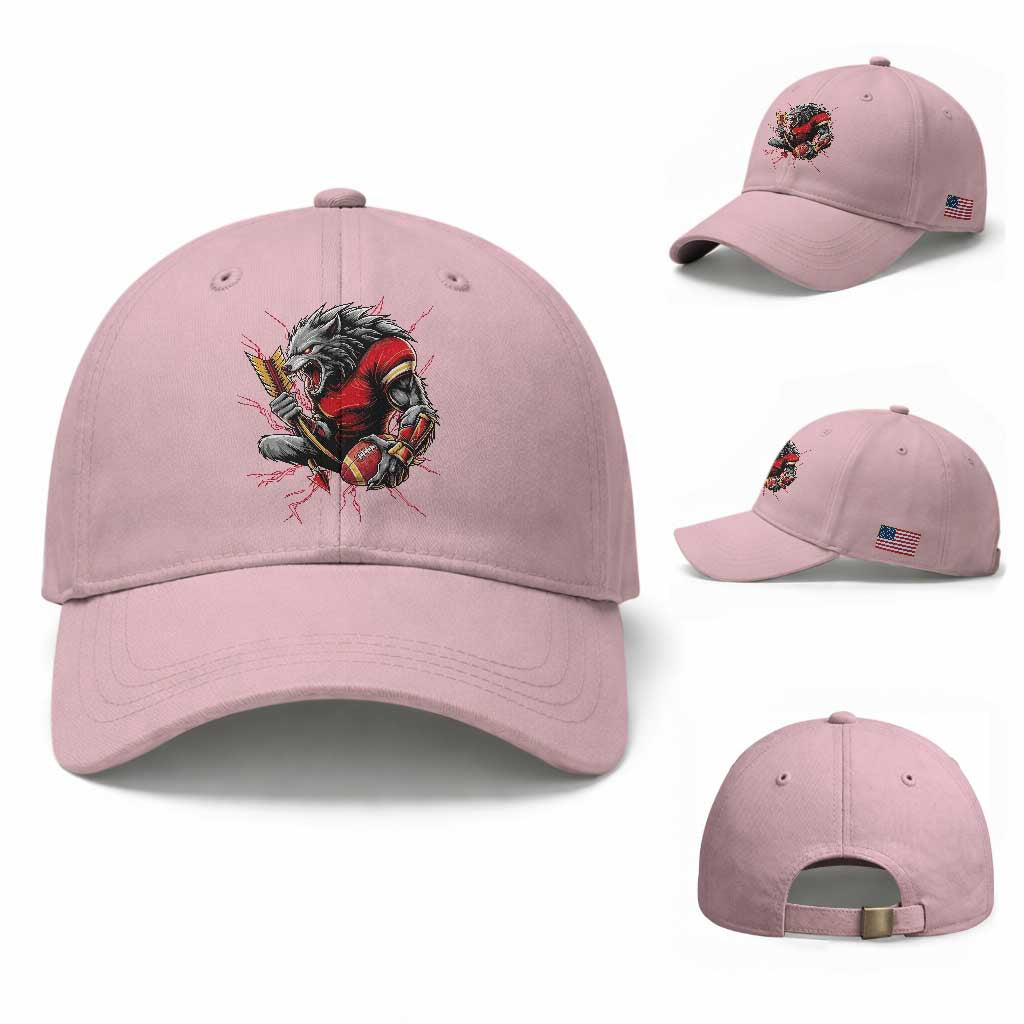 Midwest Wolf Spirit Baseball Cap American Football Fan Lifestyle TS12 Baseball Cap Universal Fit Light Pink Print Your Wear