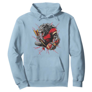 Midwest Wolf Spirit Hoodie American Football Fan Lifestyle TS12 Light Blue Print Your Wear