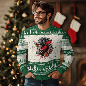 Midwest Wolf Spirit Ugly Christmas Sweater American Football Fan Lifestyle TS12 Beige Green Print Your Wear