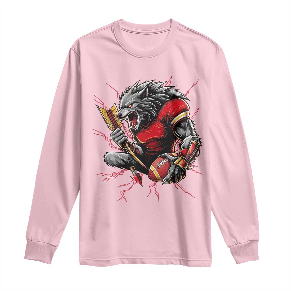 Midwest Wolf Spirit Long Sleeve Shirt American Football Fan Lifestyle TS12 Light Pink Print Your Wear