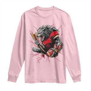 Midwest Wolf Spirit Long Sleeve Shirt American Football Fan Lifestyle TS12 Light Pink Print Your Wear