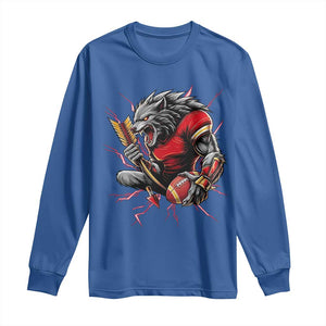 Midwest Wolf Spirit Long Sleeve Shirt American Football Fan Lifestyle TS12 Royal Blue Print Your Wear