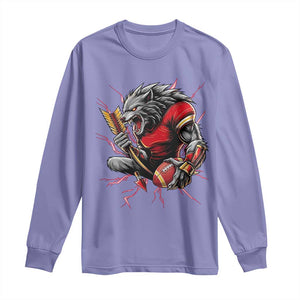 Midwest Wolf Spirit Long Sleeve Shirt American Football Fan Lifestyle TS12 Violet Print Your Wear