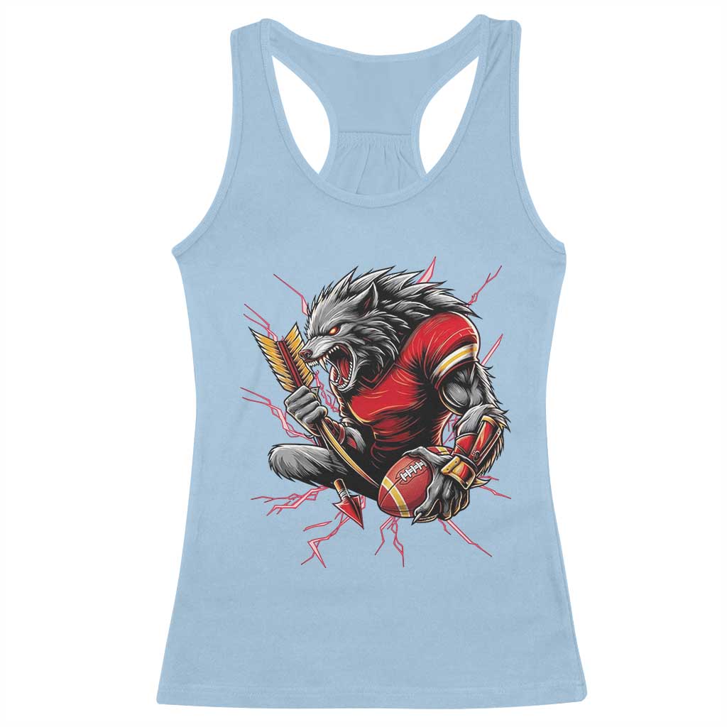 Midwest Wolf Spirit Racerback Tank Top American Football Fan Lifestyle TS12 Light Blue Print Your Wear