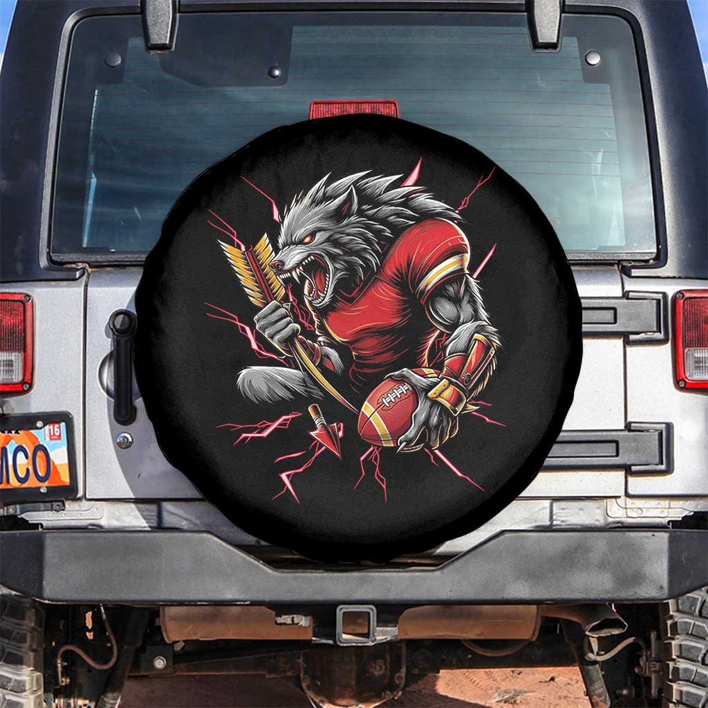 Midwest Wolf Spirit Spare Tire Cover American Football Fan Lifestyle TS12 No hole Black Print Your Wear