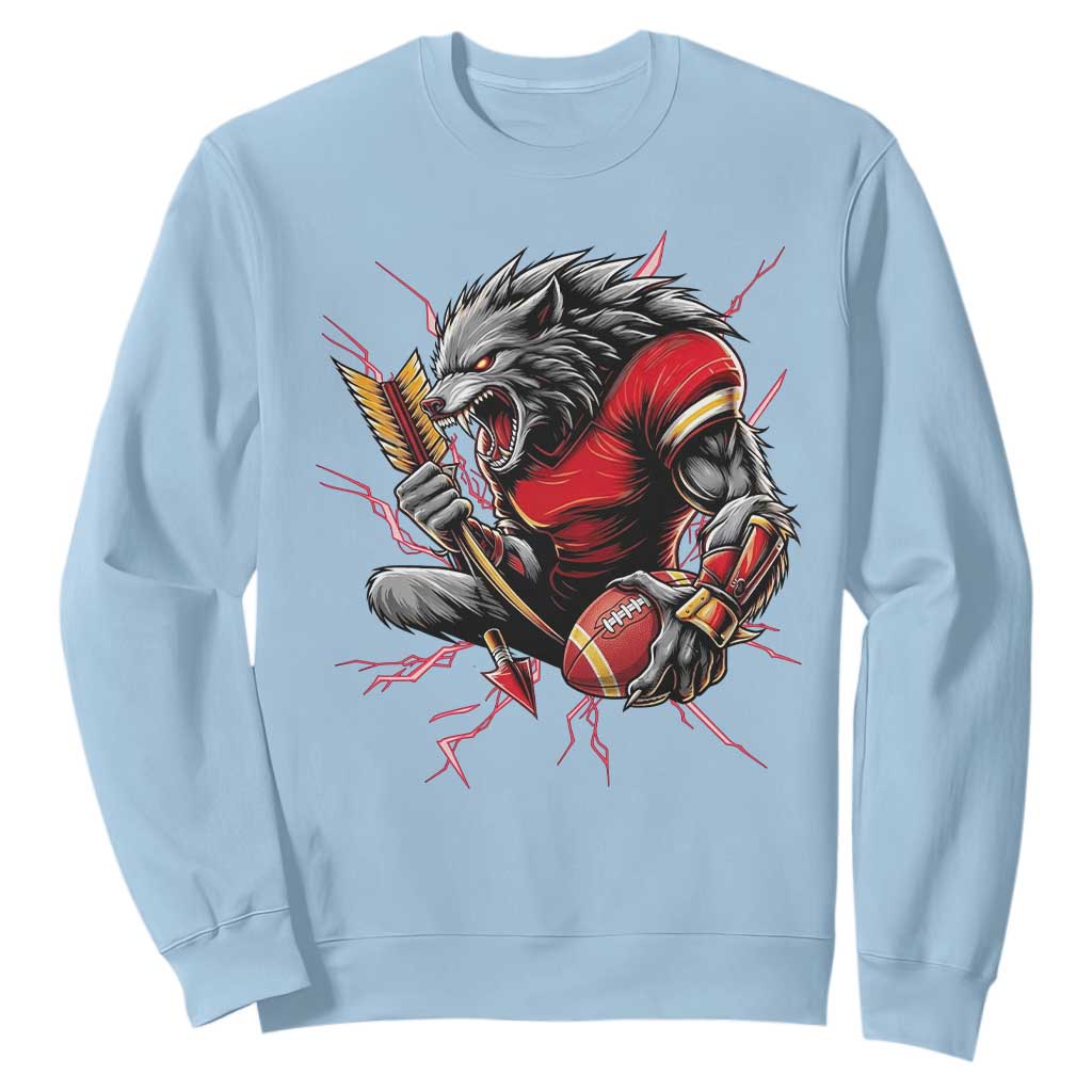 Midwest Wolf Spirit Sweatshirt American Football Fan Lifestyle TS12 Light Blue Print Your Wear
