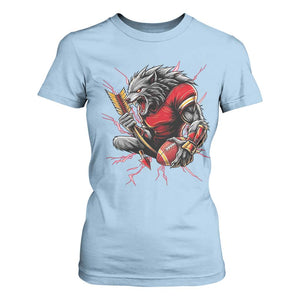 Midwest Wolf Spirit T Shirt For Women American Football Fan Lifestyle TS12 Light Blue Print Your Wear