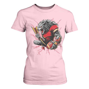 Midwest Wolf Spirit T Shirt For Women American Football Fan Lifestyle TS12 Light Pink Print Your Wear