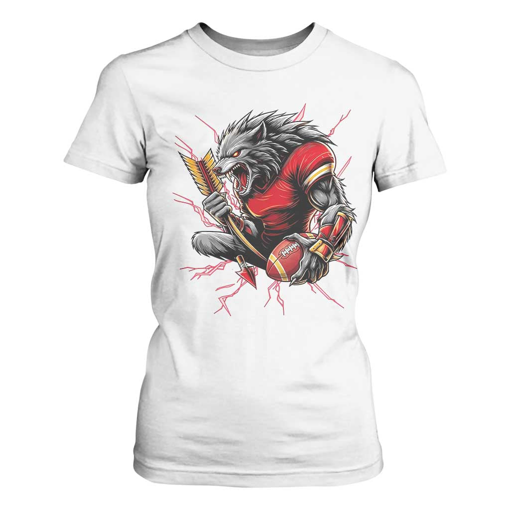 Midwest Wolf Spirit T Shirt For Women American Football Fan Lifestyle TS12 White Print Your Wear