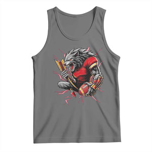 Midwest Wolf Spirit Tank Top American Football Fan Lifestyle TS12 Black Heather Print Your Wear