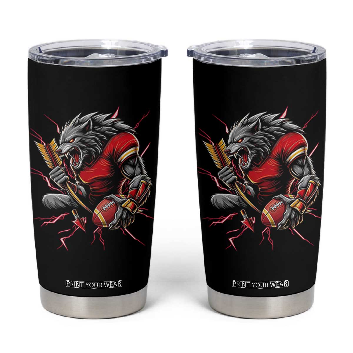 Midwest Wolf Spirit Tumbler Cup American Football Fan Lifestyle TS12 Black Print Your Wear