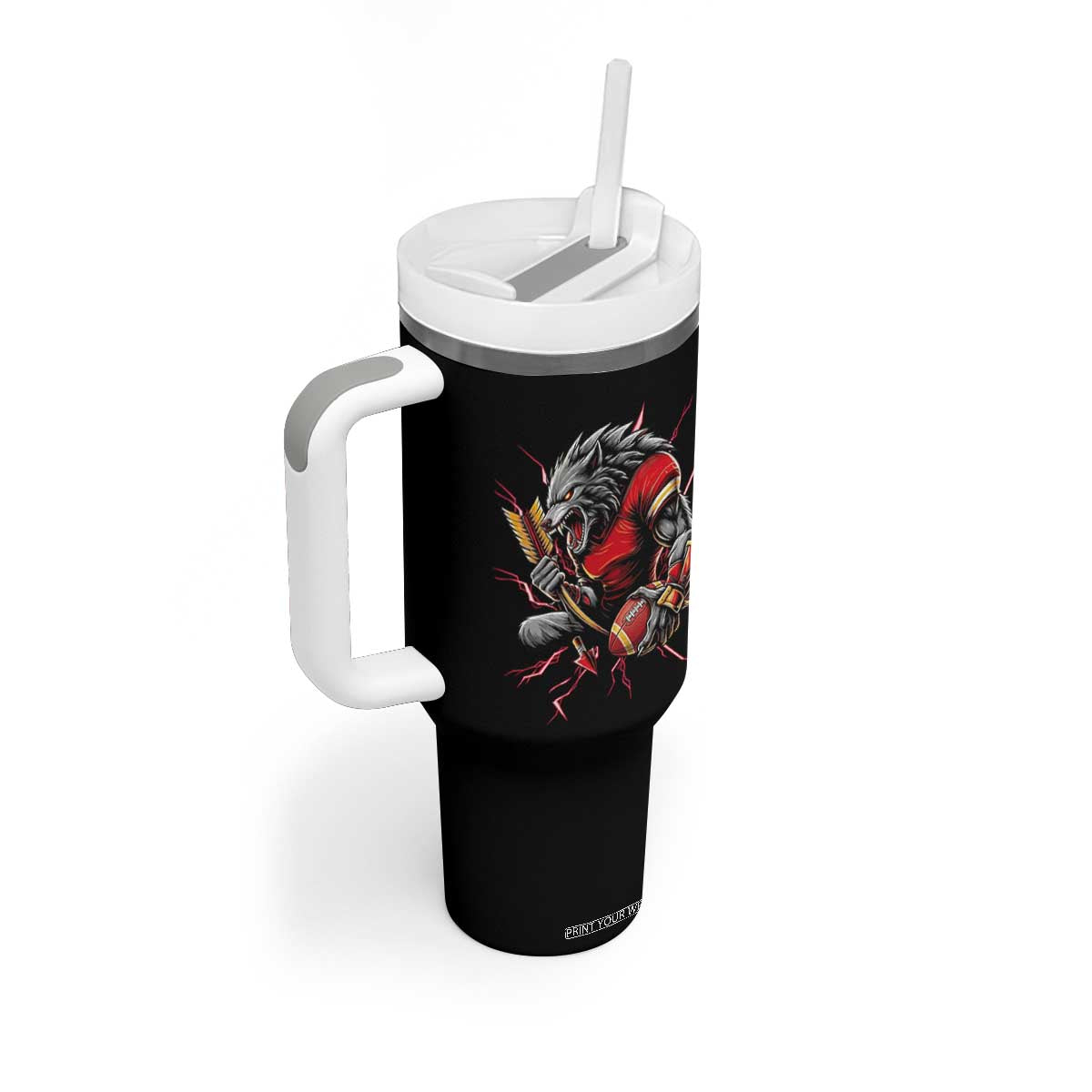 Midwest Wolf Spirit Tumbler With Handle American Football Fan Lifestyle TS12 Print Your Wear