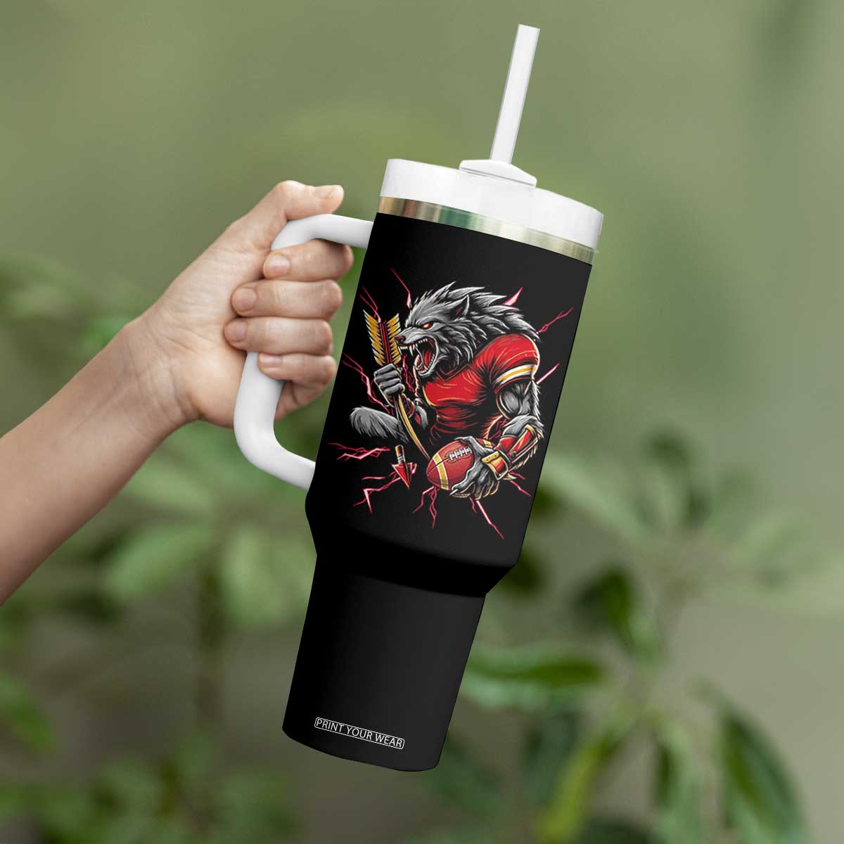 Midwest Wolf Spirit Tumbler With Handle American Football Fan Lifestyle TS12 Print Your Wear
