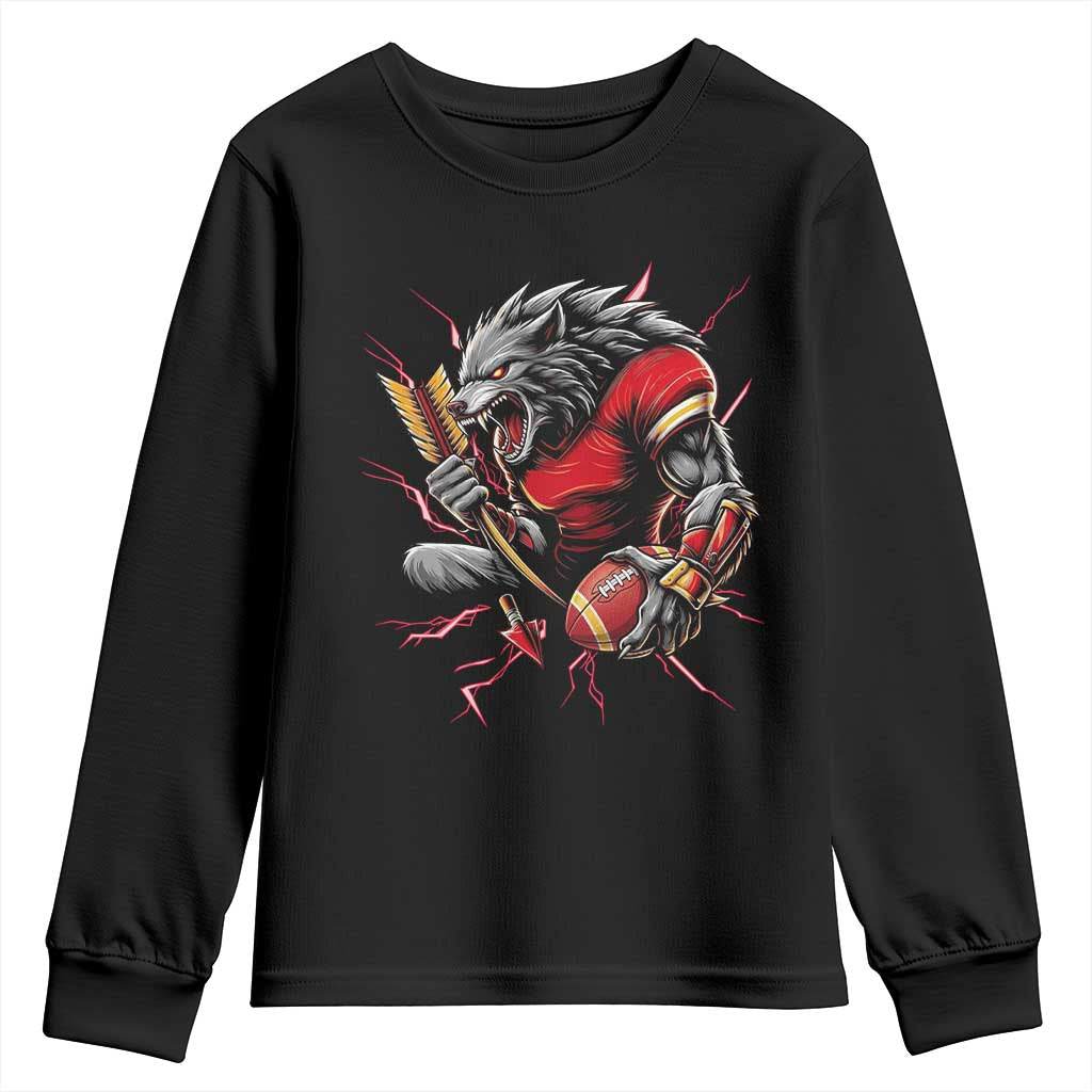 Midwest Wolf Spirit Youth Sweatshirt American Football Fan Lifestyle TS12 Black Print Your Wear