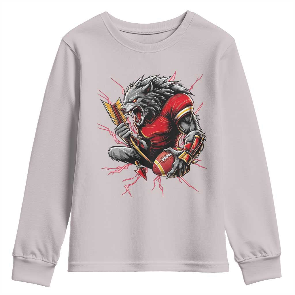 Midwest Wolf Spirit Youth Sweatshirt American Football Fan Lifestyle TS12 Ice Gray Print Your Wear