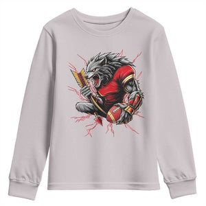 Midwest Wolf Spirit Youth Sweatshirt American Football Fan Lifestyle TS12 Ice Gray Print Your Wear