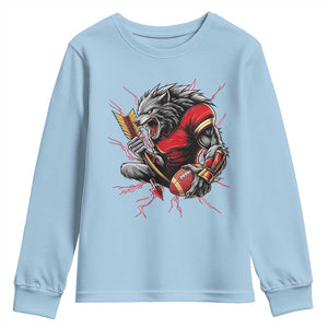 Midwest Wolf Spirit Youth Sweatshirt American Football Fan Lifestyle TS12 Light Blue Print Your Wear